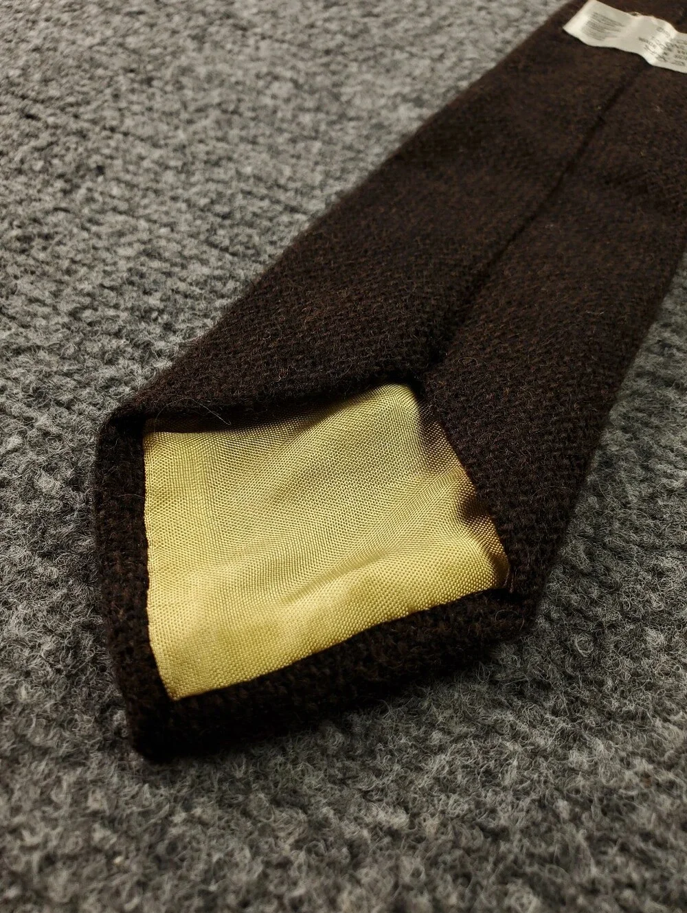 Wool Necktie Made In Scotland Solid Brown Flecked Classic Tie Dark Academia